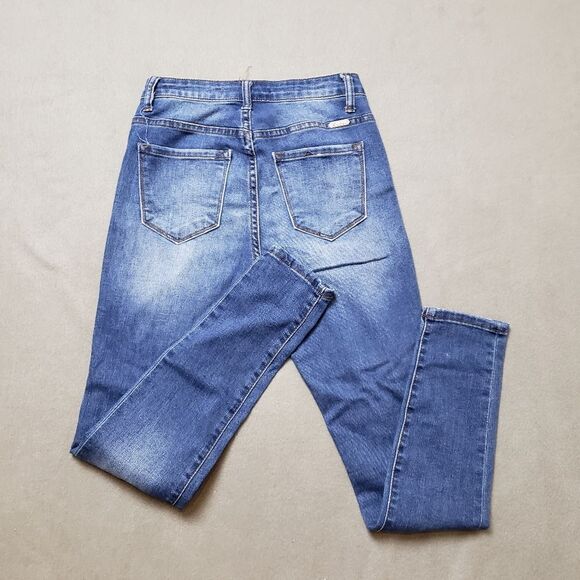 KANCAN Alexis Med Dark Wash High Rise Distressed Destroyed Skinny Jeans 25 / 3 - Picture 4 of 13